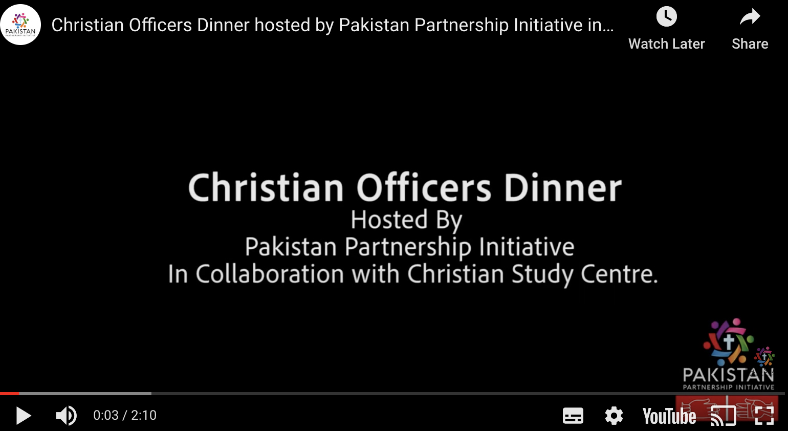 Christian Officers Dinner hosted by Pakistan Partnership Initiative in collaboration with CSC